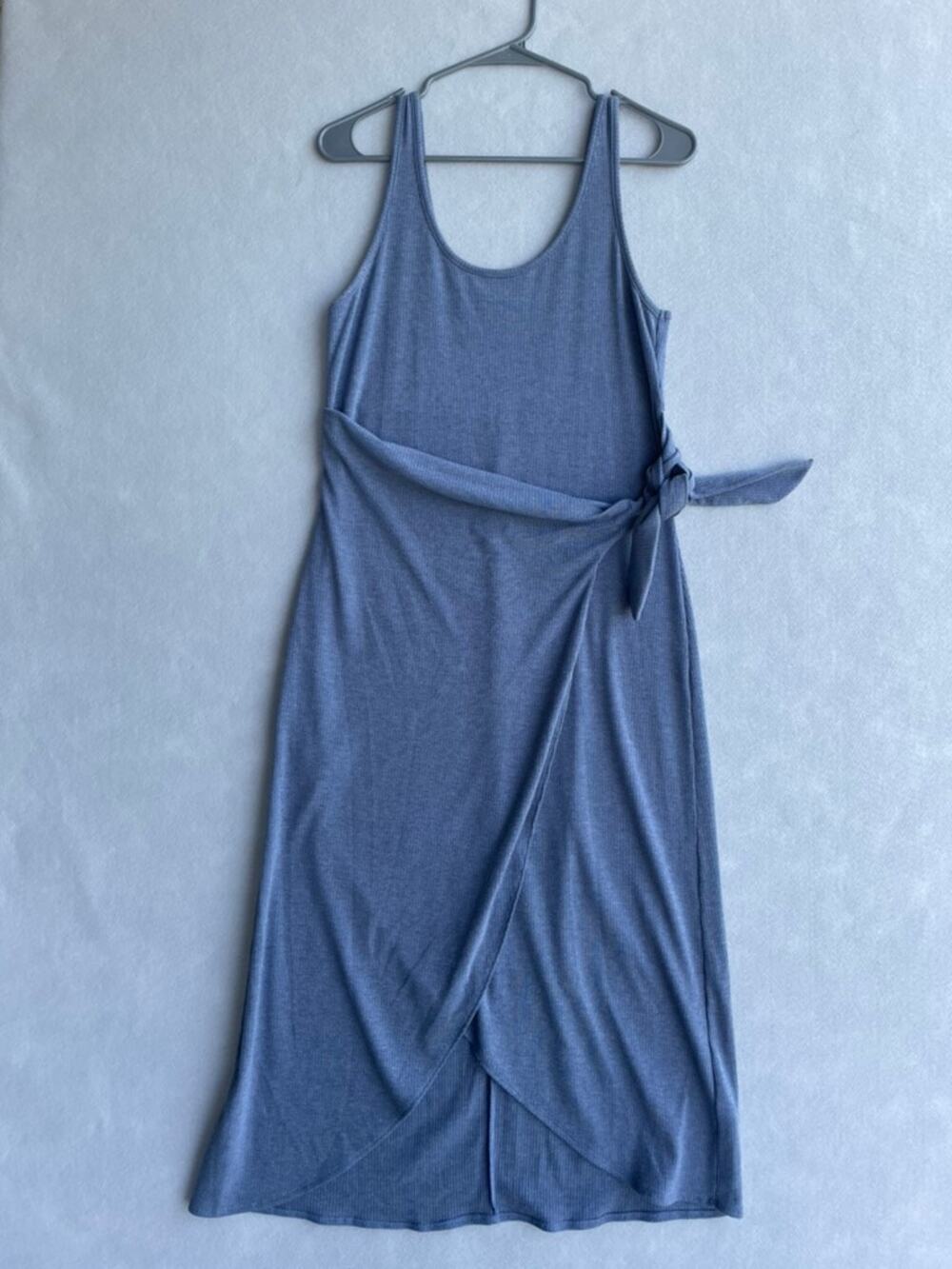 NINE BRITTON AMBER KNIT MIDI WRAP DRESS BLUE - SIZE M